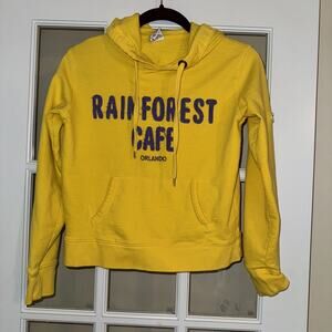 Vintage Rainforest Cafe Hooded sweatshirt yellow Orlando Florida Souvenir